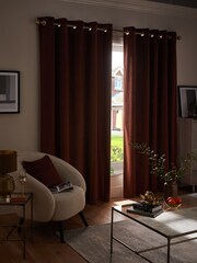 Cinnamon Brown Matte Velvet Eyelet Curtains - Image 2 of 6