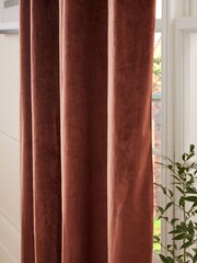Cinnamon Brown Matte Velvet Eyelet Curtains - Image 4 of 6