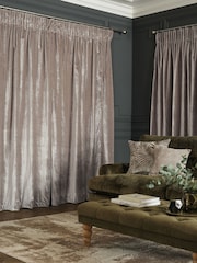 Champagne Gold Collection Luxe Heavyweight Lined Plush Velvet Pencil Pleat Curtains - Image 2 of 5