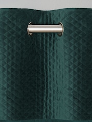 Bottle Green Velvet Quilted Hamilton Lined Eyelet Curtains - Image 3 of 4