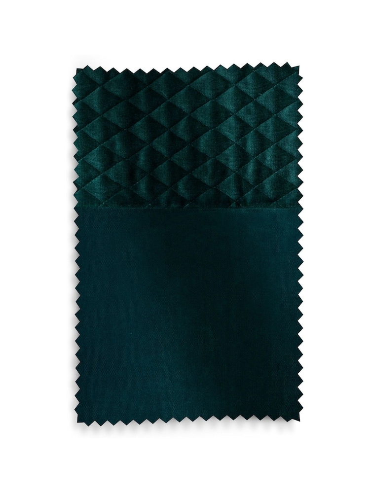 Bottle Green Velvet Quilted Hamilton Lined Eyelet Curtains - Image 4 of 4