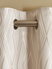 Champagne Gold Diamond Jacquard Geometric Eyelet Lined Curtains - Image 4 of 5