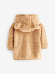 Toffee Brown Cosy Teddy Borg Fleece Bear Baby Jacket - Image 2 of 3