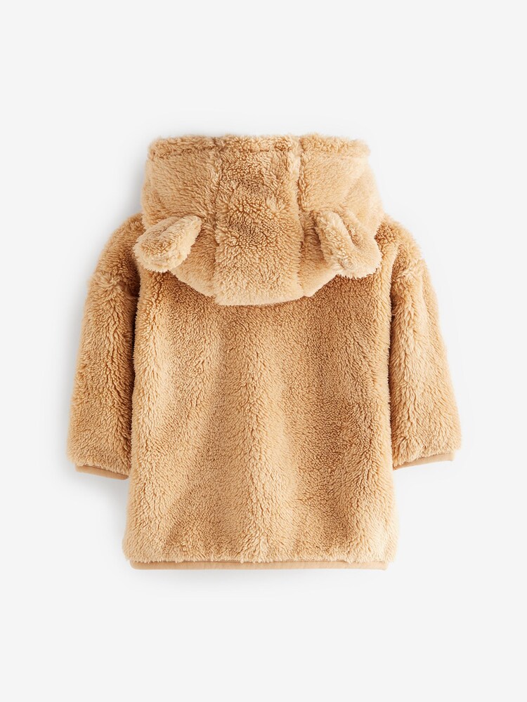 Toffee Brown Cosy Teddy Borg Fleece Bear Baby Jacket - Image 2 of 3
