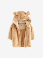 Toffee Brown Cosy Teddy Borg Fleece Bear Baby Jacket - Image 3 of 3