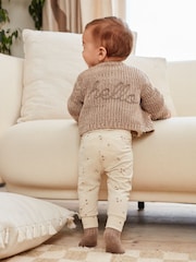 Brown 100% Cotton Chunky Knitted Embroidered Baby Cardigan - Image 3 of 10