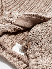 Brown 100% Cotton Chunky Knitted Embroidered Baby Cardigan - Image 8 of 10