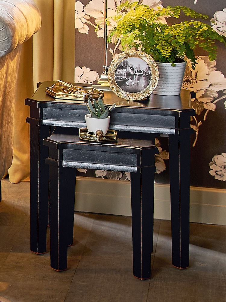 Laura Ashley Black Henshaw Nest Of 2 Tables - Image 1 of 4