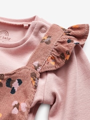 Pink Leopard Print Baby 2pc Baby Dungaree & Bodysuit Set (0mths-2yrs) - Image 4 of 5