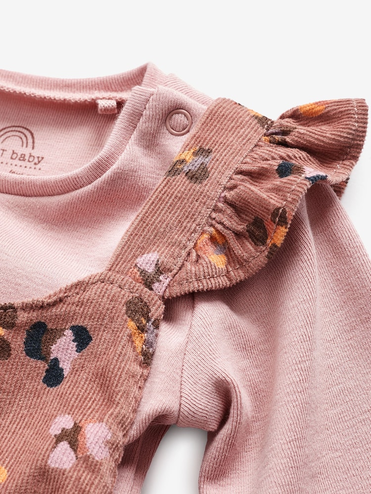 Pink Leopard Print Baby 2pc Baby Dungaree & Bodysuit Set (0mths-2yrs) - Image 4 of 5