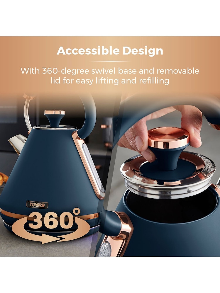 Midnight Blue Tower Kettle And Toaster Set Rose Gold Tower