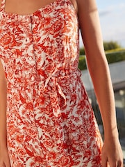Red Floral Wide Leg Jumpsuit - Image 4 of 5