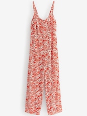 Red Floral Wide Leg Jumpsuit - Image 5 of 5