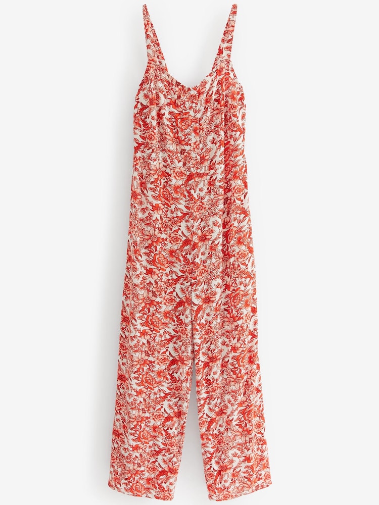 Red Floral Wide Leg Jumpsuit - Image 5 of 5