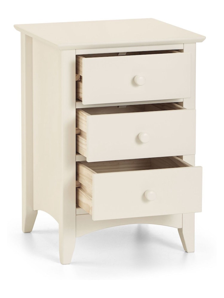 Julian Bowen Stone White Cameo 3 Drawer Bedside - Image 3 of 3