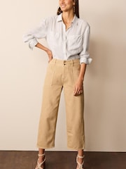 Sand Cropped Wide Leg Denim Jeans - Image 1 of 1