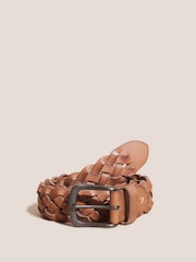 White Stuff Brown Weave Leather Belt - Image 1 of 2