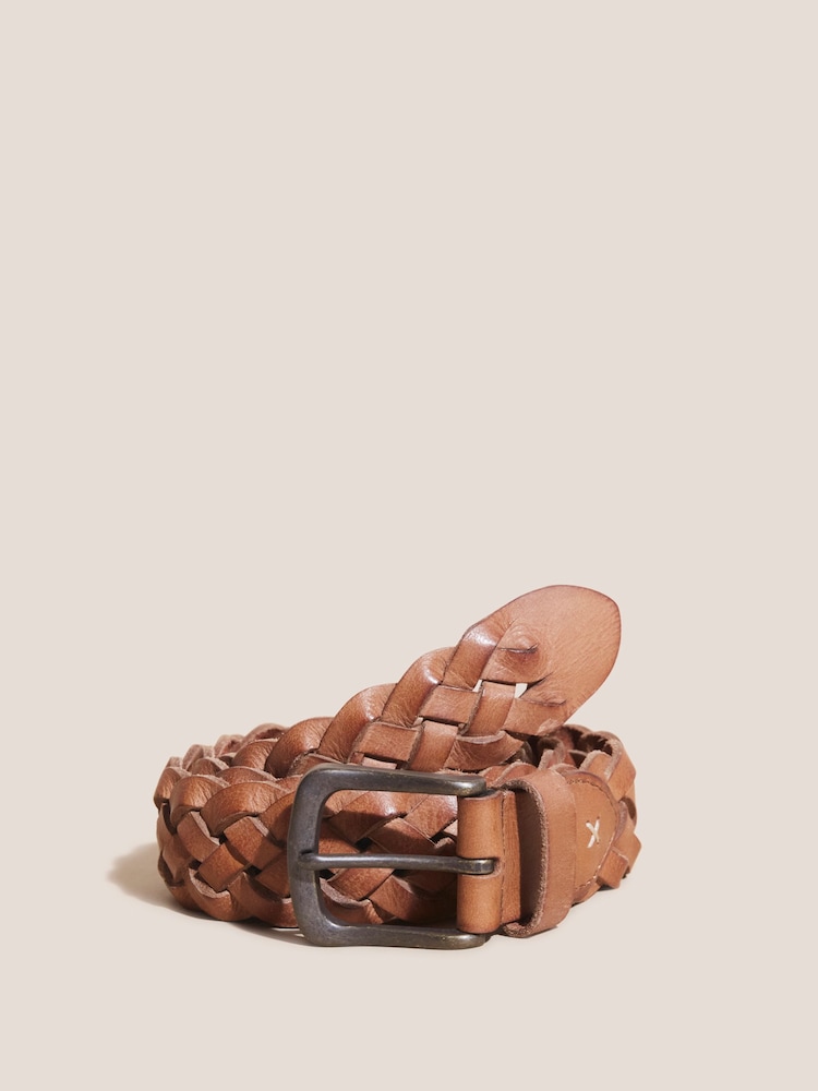 White Stuff Brown Weave Leather Belt - Image 1 of 2