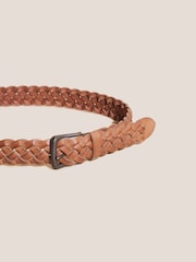 White Stuff Brown Weave Leather Belt - Image 2 of 2
