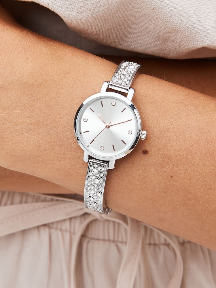 Silver Tone Sparkle Bracelet Watch - Image 1 of 1