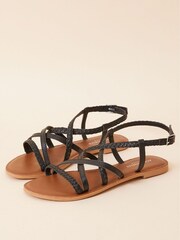 Accessorize Black Plaited Strappy Sandals - Image 2 of 3