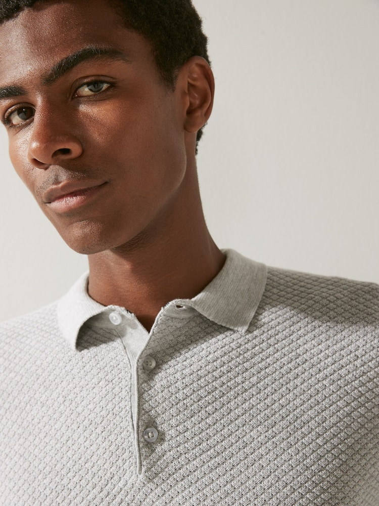 رمادي - قميص بولو منسوج مزركش قياسي بكم طويل - صورة 1 من 5 رمادي - قميص بولو منسوج مزركش قياسي بكم طويل - صورة 1 من 5