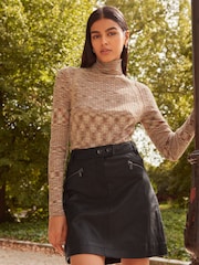 Neutral Spacedye Ribbed Roll Neck Jumper - Image 1 of 6