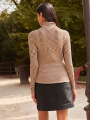 Neutral Spacedye Ribbed Roll Neck Jumper - Image 3 of 6