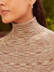 Neutral Spacedye Ribbed Roll Neck Jumper - Image 4 of 6