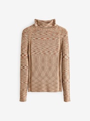 Neutral Spacedye Ribbed Roll Neck Jumper - Image 5 of 6