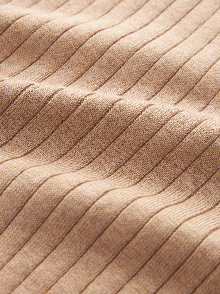 Camel Brown Ribbed Roll Neck Jumper - Image 2 of 6