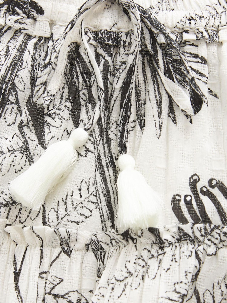 Print Texture Cotton Tiered Mini Skirt - Image 7 of 7