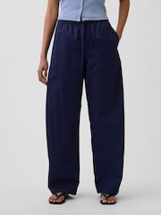 Gap Navy Poplin Easy Barrel Trousers - Image 1 of 5