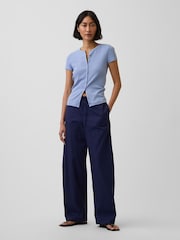 Gap Navy Poplin Easy Barrel Trousers - Image 4 of 5