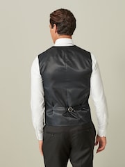 Black Regular Fit Wool Blend Shiny Tuxedo Waistcoat - Image 5 of 10