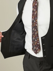 Black Regular Fit Wool Blend Shiny Tuxedo Waistcoat - Image 6 of 10
