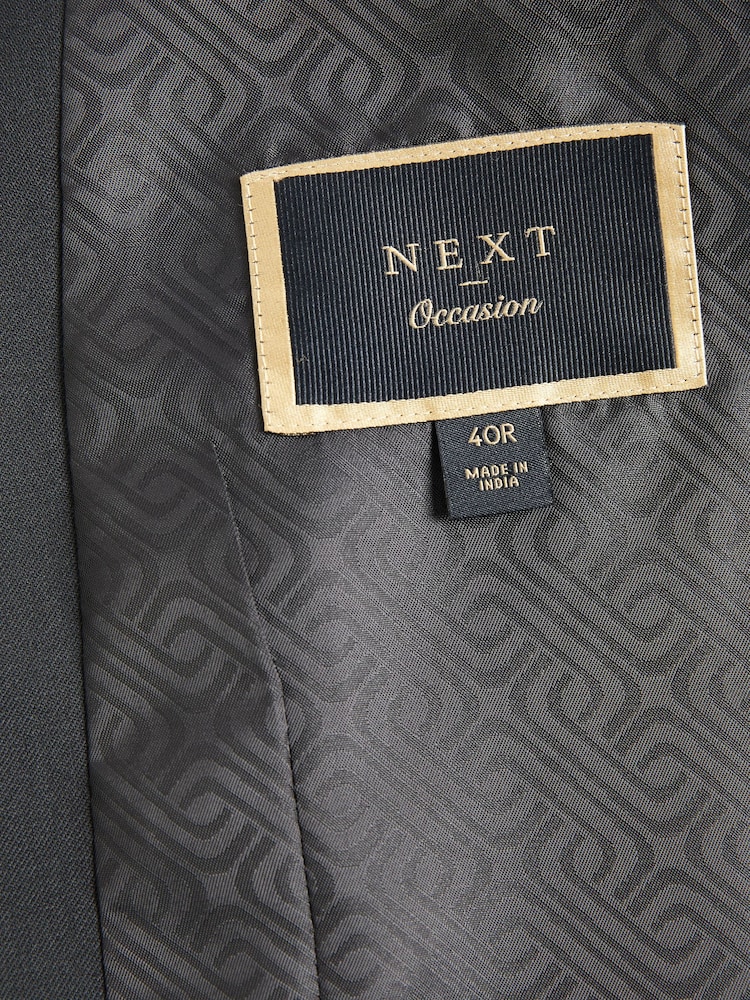 Black Regular Fit Wool Blend Shiny Tuxedo Waistcoat - Image 8 of 10