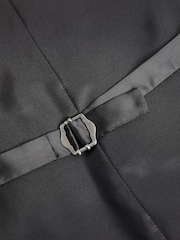 Black Regular Fit Wool Blend Shiny Tuxedo Waistcoat - Image 9 of 10