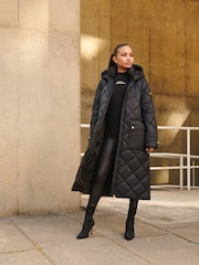 Barbour International® Boulevard Longline Quilted Black Jacket - Image 1 of 8