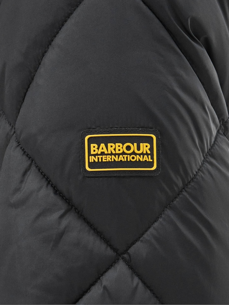 Barbour International® Boulevard Longline Quilted Black Jacket - Image 8 of 8