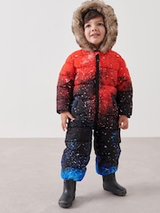 Rdeč potiskom galaksije - Snežna obleka s kapuco iz umetnega krzna (3mths-7yrs) - Slika 1 iz 7