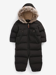 Schwarz - Schneeanzug mit Kapuze und Fellimitatbesatz (3 Monate bis 7 Jahre) - Bild 5 von 7