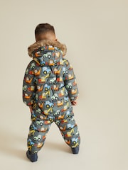 Grey Digger Snowsuit With Faux Fur Hood Trim (3mths-7yrs) - Image 2 of 9