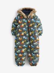 Grey Digger Snowsuit With Faux Fur Hood Trim (3mths-7yrs) - Image 5 of 9