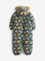 Grey Digger Snowsuit With Faux Fur Hood Trim (3mths-7yrs) - Image 6 of 9