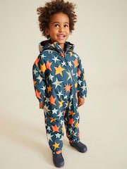 Navy Blue Star Waterproof Warm Padded Fleece Lined Puddlesuit (3mths-7yrs) - Image 1 of 9