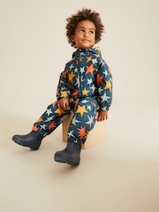 Navy Blue Star Waterproof Warm Padded Fleece Lined Puddlesuit (3mths-7yrs) - Image 2 of 9