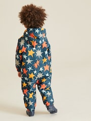 Navy Blue Star Waterproof Warm Padded Fleece Lined Puddlesuit (3mths-7yrs) - Image 4 of 9