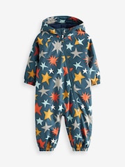 Navy Blue Star Waterproof Warm Padded Fleece Lined Puddlesuit (3mths-7yrs) - Image 6 of 9