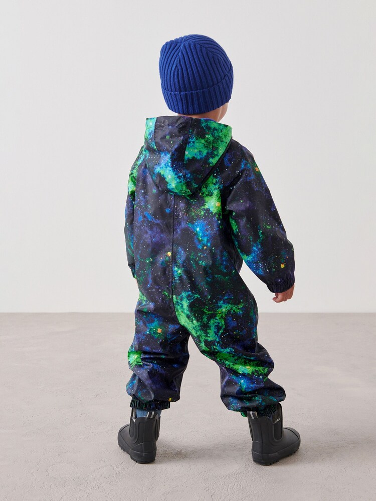 Galaxy Print Waterproof Fleece Lined Puddlesuit (3mths-7yrs) - Image 2 of 7
